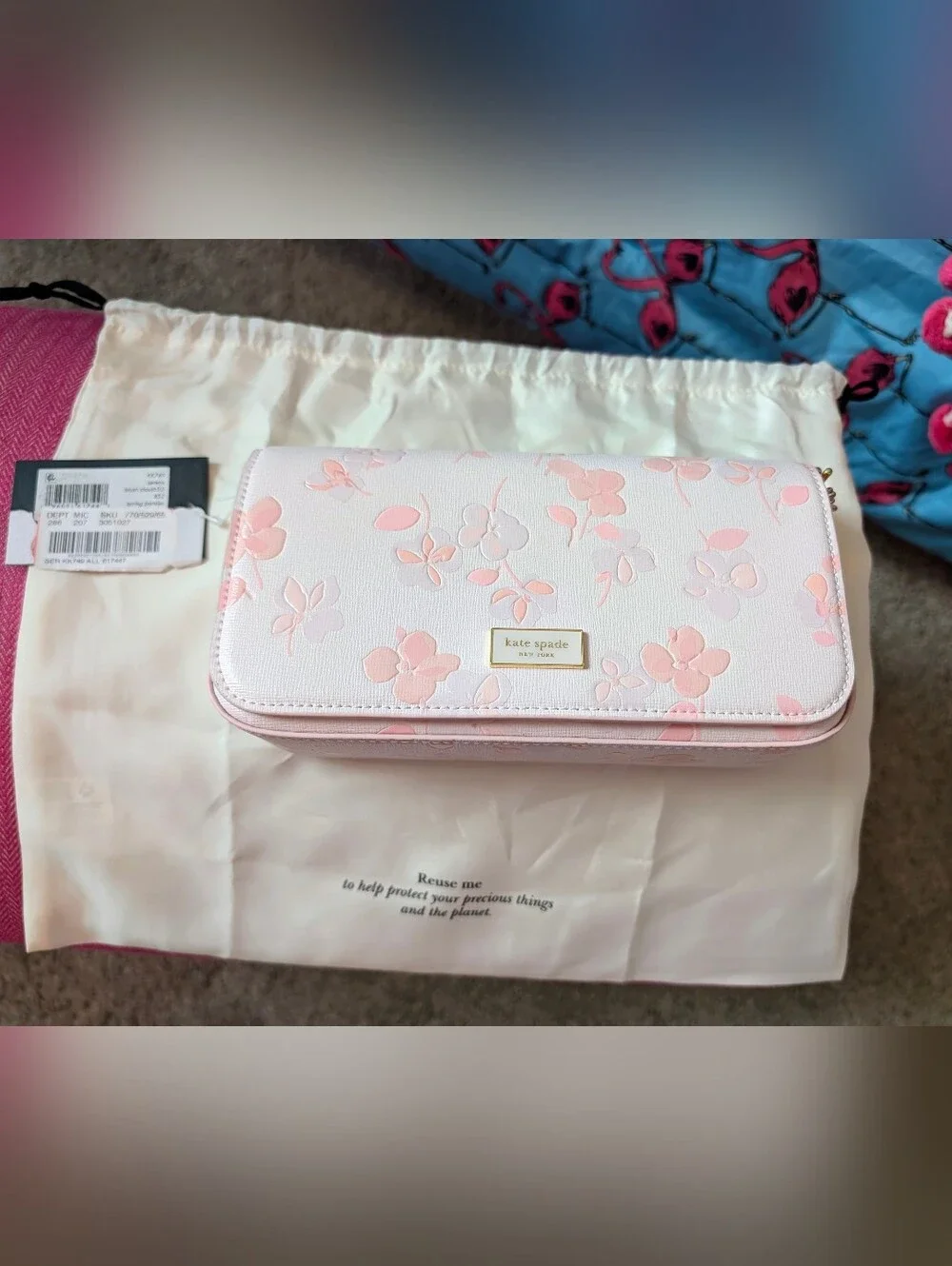 Kate Spade Serena Spring Pansies Chain Wallet NWT